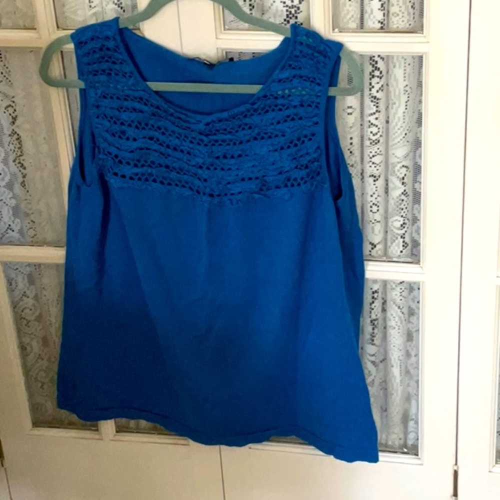 ROYAL BLUE KNIT TANK/TUNIC WITH CROCHET DETAIL SIZE 1X